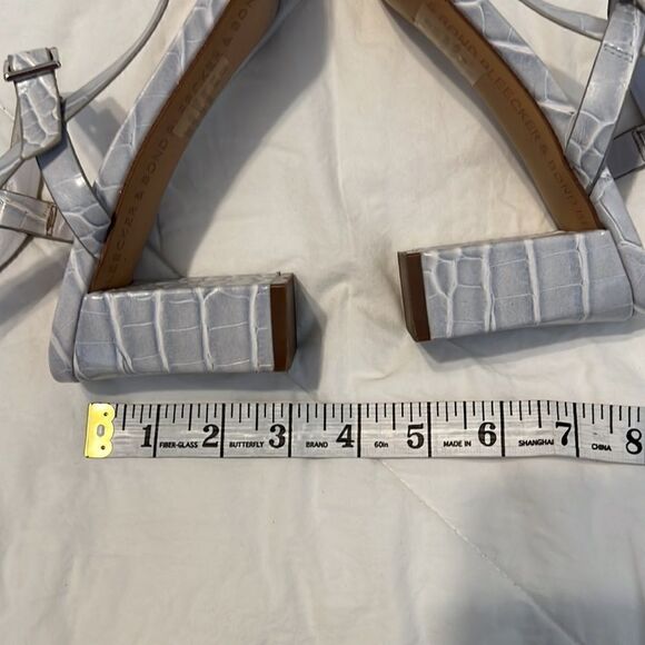 Bleecker & Bond Zagora size 8.5 Ice blue grey croc strappy sandals GUC No box - Picture 11 of 14